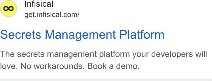 An ad Infisical is running