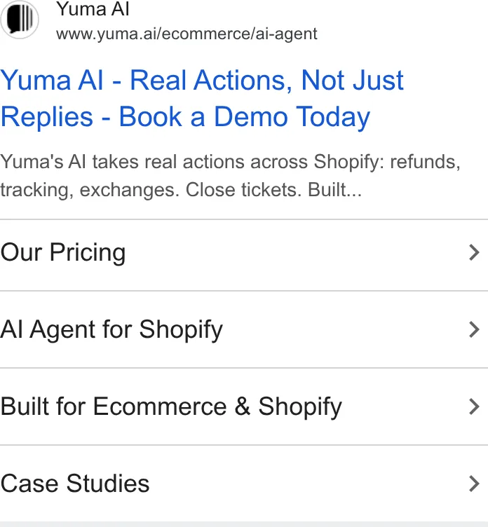 An ad Yuma AI is running