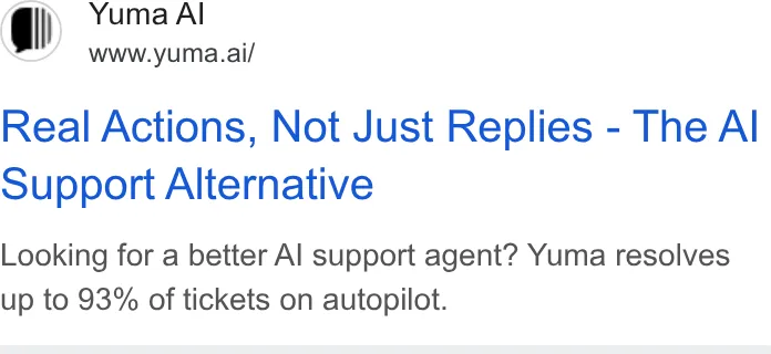 An ad Yuma AI is running