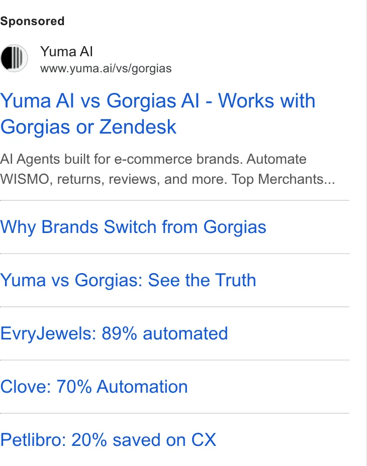 An ad Yuma AI is running