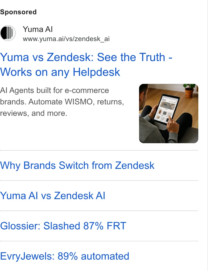 An ad Yuma AI is running