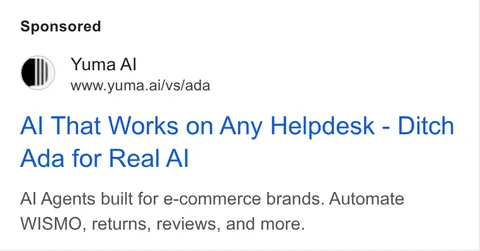 An ad Yuma AI is running