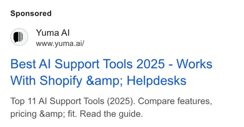 An ad Yuma AI is running