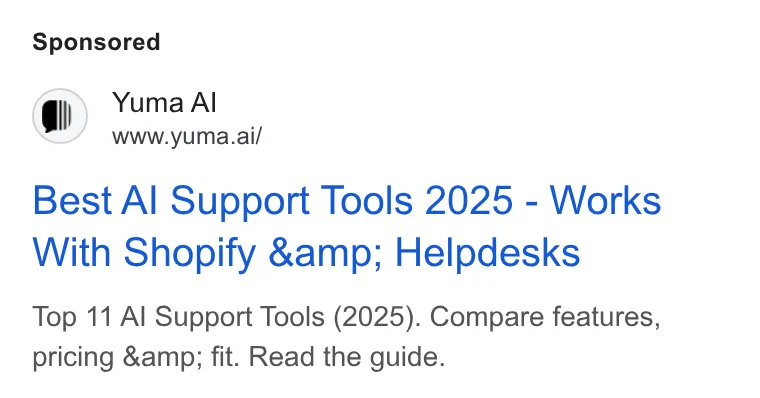 An ad Yuma AI is running