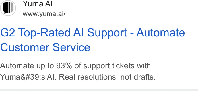 An ad Yuma AI is running