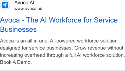 An ad Avoca AI is running