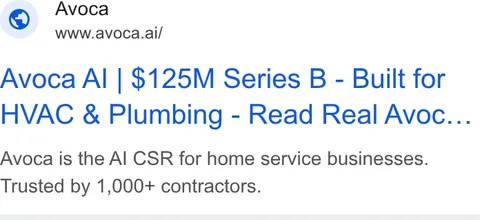 An ad Avoca AI is running