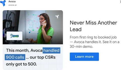An ad Avoca AI is running