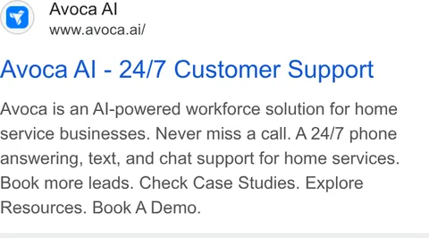 An ad Avoca AI is running