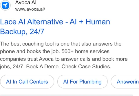 An ad Avoca AI is running