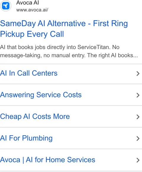 An ad Avoca AI is running