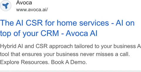An ad Avoca AI is running