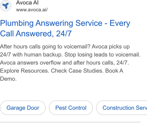 An ad Avoca AI is running