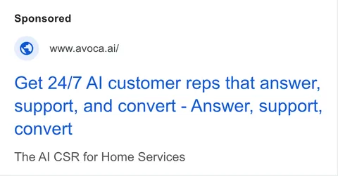 An ad Avoca AI is running