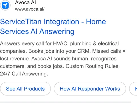 An ad Avoca AI is running