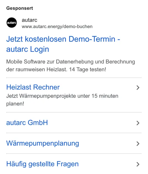 An ad Autarc is running