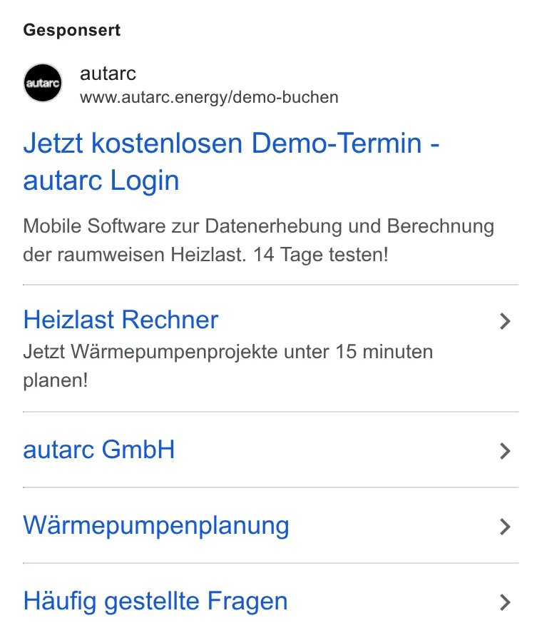 An ad Autarc is running