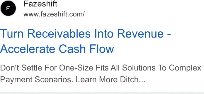 An ad Fazeshift is running