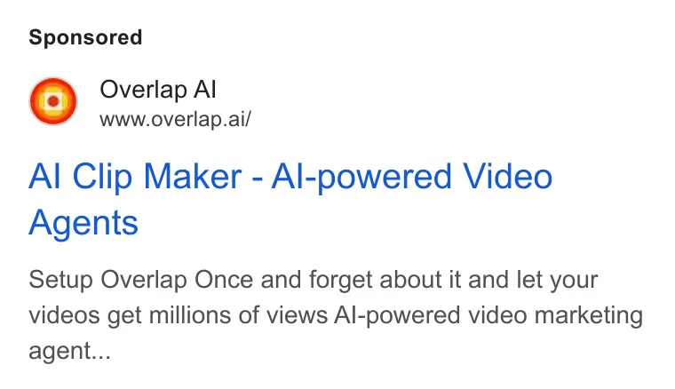 An ad Overlap is running