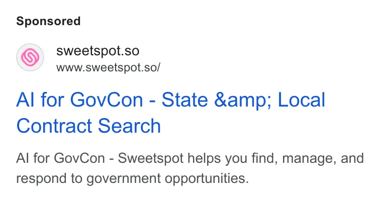 An ad Sweetspot is running