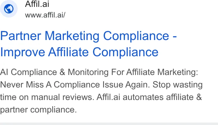 An ad Affil is running
