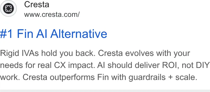 An ad Cresta is running