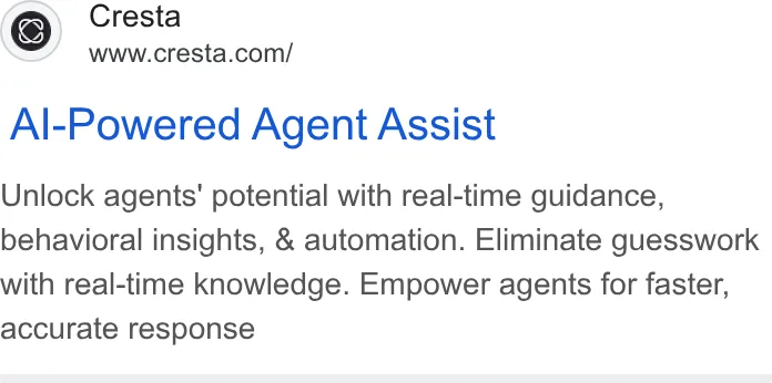 An ad Cresta is running