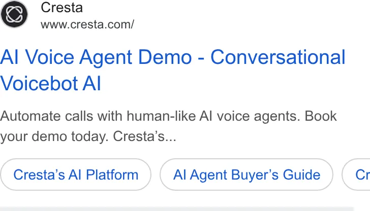 An ad Cresta is running