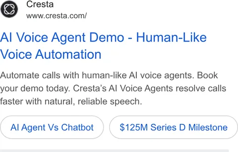 An ad Cresta is running