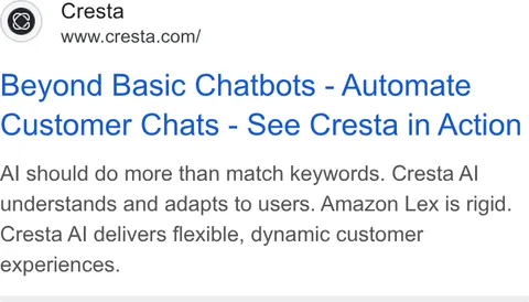 An ad Cresta is running