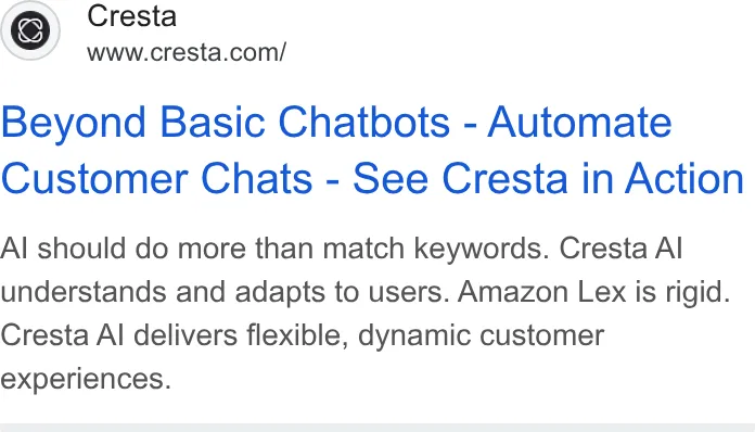 An ad Cresta is running