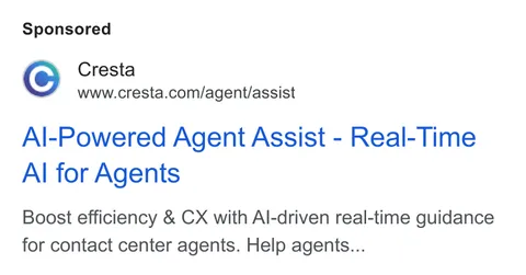 An ad Cresta is running