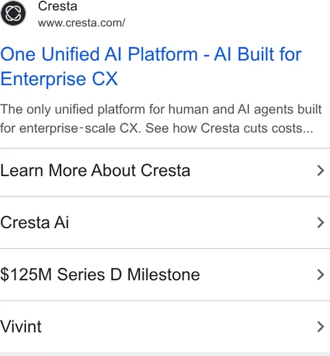 An ad Cresta is running