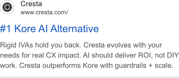 An ad Cresta is running
