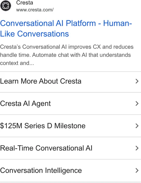 An ad Cresta is running