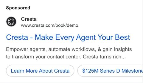 An ad Cresta is running