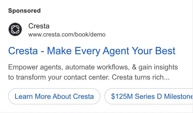 An ad Cresta is running