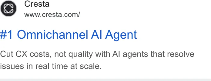 An ad Cresta is running