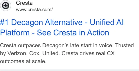An ad Cresta is running