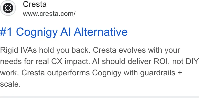 An ad Cresta is running
