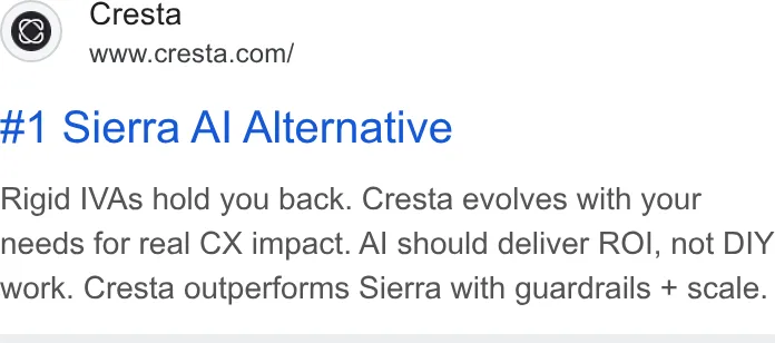 An ad Cresta is running