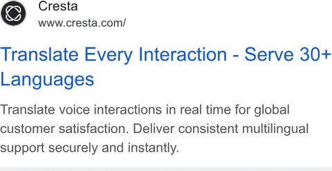 An ad Cresta is running