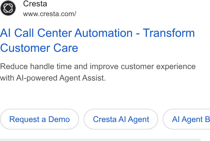 An ad Cresta is running