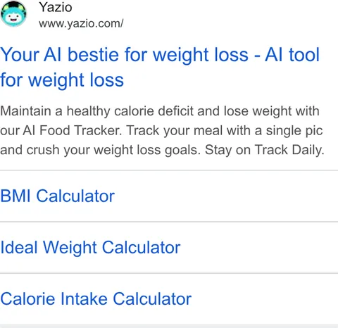 An ad Yazio is running