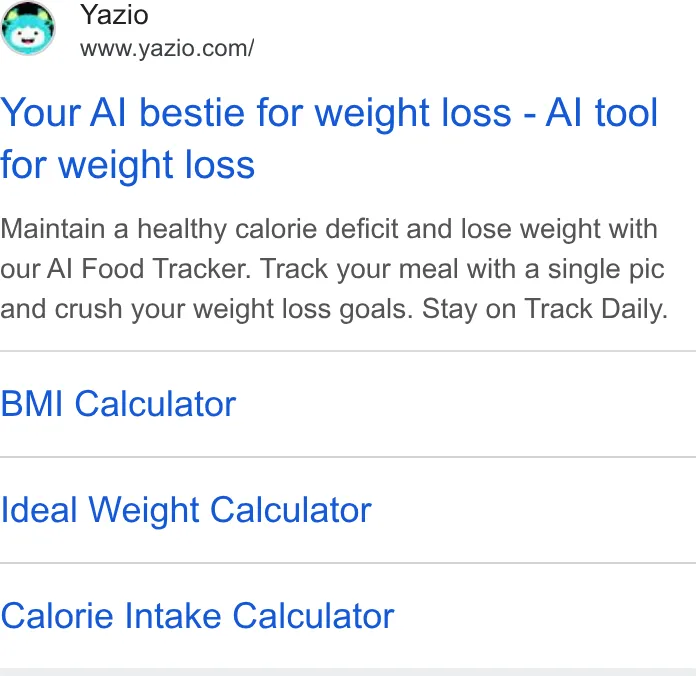 An ad Yazio is running