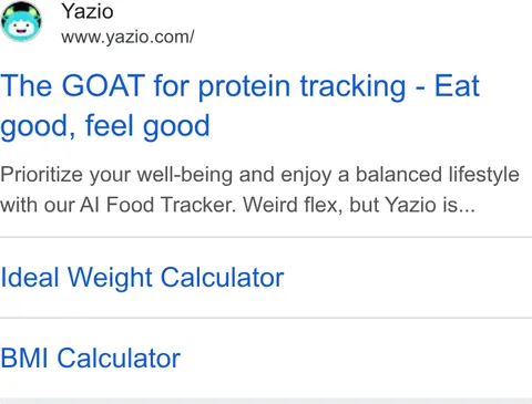 An ad Yazio is running