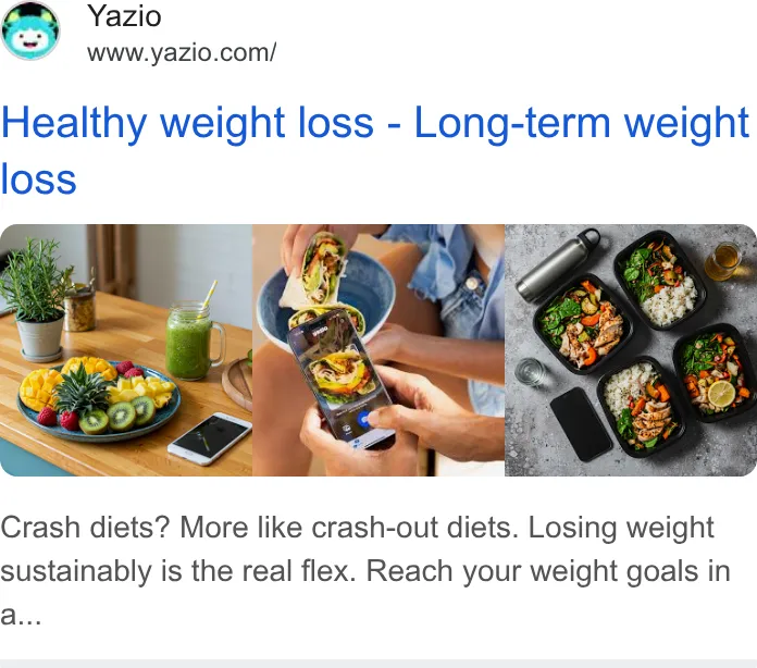 An ad Yazio is running