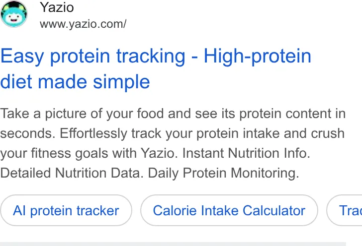An ad Yazio is running