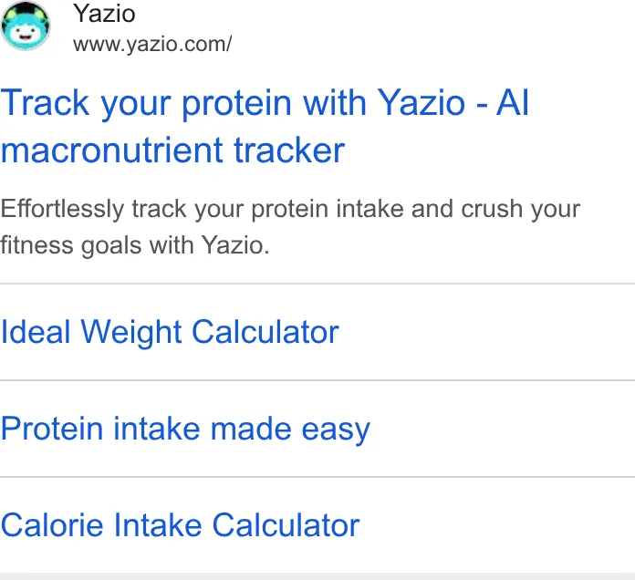 An ad Yazio is running
