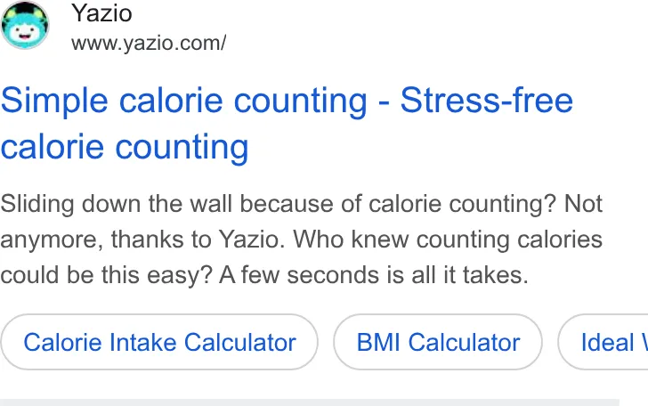 An ad Yazio is running